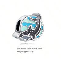 1 Piece Diameter 11.8mm Hole 4~4.9mm Sterling Silver Rhodium Plated Irregular Shark Whale Polished Beads main image 3