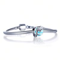 1 Piece Diameter 11.8mm Hole 4~4.9mm Sterling Silver Rhodium Plated Irregular Shark Whale Polished Beads main image 5