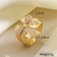 De Gros Style Simple Commuer Géométrique Forme De Cœur Le Cuivre Évider Incruster Plaqué Or 18K Zircon Anneau Ouvert main image 4