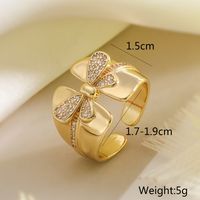 Wholesale Simple Style Commute Geometric Heart Shape Copper Hollow Out Inlay 18K Gold Plated Zircon Open Rings main image 4