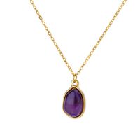 304 Stainless Steel 18K Gold Plated Casual Plating Inlay Solid Color Natural Stone Pendant Necklace sku image 2