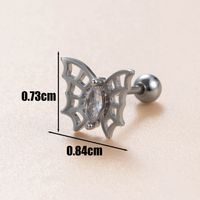 1 Piece Casual French Style Korean Style Round Butterfly Inlay Copper Pearl Zircon Ear Studs main image 3
