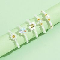 Wholesale Jewelry Simple Style Classic Style Flower Artificial Crystal Seed Bead Beaded Rings sku image 1