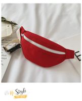 Kid'S Small Canvas Solid Color Basic Shell Lock Clasp Fanny Pack main image 4