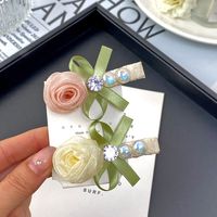 Women's Casual Cute Sweet Flower Lace Inlay Rhinestones Pearl Hair Clip main image 1