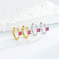 1 Pair Elegant Square Sterling Silver Plating Inlay Zircon White Gold Plated Gold Plated Earrings main image 3