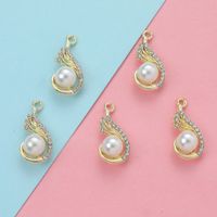 5 Pieces Diameter 3mm Hole Under 1mm Titanium Alloy Pearl Zircon Animal Water Droplets Heart Shape Polished Pendant sku image 3