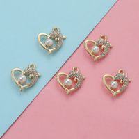 5 Pieces Diameter 3mm Hole Under 1mm Titanium Alloy Pearl Zircon Animal Water Droplets Heart Shape Polished Pendant sku image 1