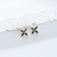 1 Pair Simple Style Flower Plating Inlay Sterling Silver Zircon White Gold Plated Ear Studs main image 8