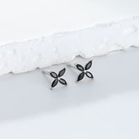 1 Pair Simple Style Flower Plating Inlay Sterling Silver Zircon White Gold Plated Ear Studs main image 7