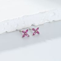 1 Pair Simple Style Flower Plating Inlay Sterling Silver Zircon White Gold Plated Ear Studs main image 9
