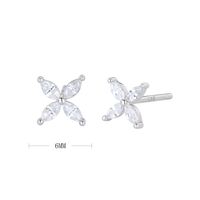 1 Pair Simple Style Flower Plating Inlay Sterling Silver Zircon White Gold Plated Ear Studs sku image 8
