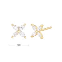 1 Pair Simple Style Flower Plating Inlay Sterling Silver Zircon White Gold Plated Ear Studs sku image 9