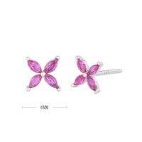 1 Pair Simple Style Flower Plating Inlay Sterling Silver Zircon White Gold Plated Ear Studs sku image 16