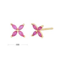 1 Pair Simple Style Flower Plating Inlay Sterling Silver Zircon White Gold Plated Ear Studs sku image 12