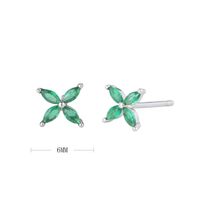 1 Pair Simple Style Flower Plating Inlay Sterling Silver Zircon White Gold Plated Ear Studs sku image 15