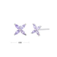 1 Pair Simple Style Flower Plating Inlay Sterling Silver Zircon White Gold Plated Ear Studs sku image 11