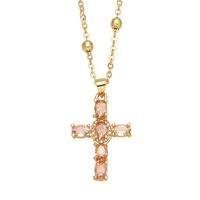 Fashion Cross Shaped Pendant Micro-set Colorful Gem Zircon Necklace sku image 6