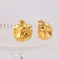 1 Pair IG Style Elegant Round Solid Color Asymmetrical 304 Stainless Steel 18K Gold Plated Ear Studs main image 5