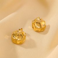 1 Pair IG Style Elegant Round Solid Color Asymmetrical 304 Stainless Steel 18K Gold Plated Ear Studs main image 7