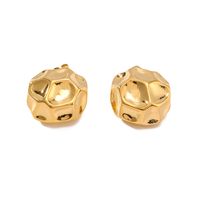 1 Pair IG Style Elegant Round Solid Color Asymmetrical 304 Stainless Steel 18K Gold Plated Ear Studs main image 6