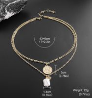 Vintage Style Geometric Freshwater Pearl Copper 18K Gold Plated Women's Double Layer Necklaces main image 2