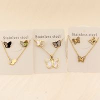 Titanium Steel 18K Gold Plated Elegant Simple Style Butterfly Bow Knot Bracelets Earrings Necklace main image 3