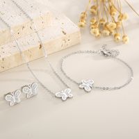 Titanium Steel 18K Gold Plated Elegant Simple Style Butterfly Bow Knot Bracelets Earrings Necklace main image 6