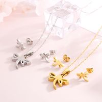 Titanium Steel 18K Gold Plated Elegant Simple Style Butterfly Bow Knot Bracelets Earrings Necklace main image 8