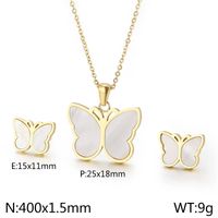 Titanium Steel 18K Gold Plated Elegant Simple Style Butterfly Bow Knot Bracelets Earrings Necklace sku image 25
