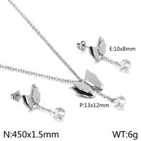 Titanium Steel 18K Gold Plated Elegant Simple Style Butterfly Bow Knot Bracelets Earrings Necklace sku image 22
