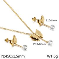Titanium Steel 18K Gold Plated Elegant Simple Style Butterfly Bow Knot Bracelets Earrings Necklace sku image 26