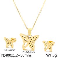 Acero Titanio Chapados en oro de 18k Elegante Estilo Simple Mariposa Nudo De Lazo Pulsera Aretes Collar sku image 14