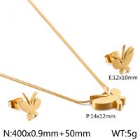 Titanium Steel 18K Gold Plated Elegant Simple Style Butterfly Bow Knot Bracelets Earrings Necklace sku image 16