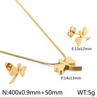 Titanium Steel 18K Gold Plated Elegant Simple Style Butterfly Bow Knot Bracelets Earrings Necklace sku image 17
