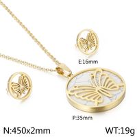 Titanium Steel 18K Gold Plated Elegant Simple Style Butterfly Bow Knot Bracelets Earrings Necklace sku image 27