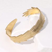 IG Style Modern Style Simple Style Feather 304 Stainless Steel 18K Gold Plated Bangle In Bulk main image 5