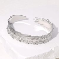 IG Style Modern Style Simple Style Feather 304 Stainless Steel 18K Gold Plated Bangle In Bulk main image 1
