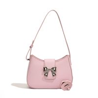 Women's Medium Pu Leather Solid Color Bow Knot Elegant Basic Square Zipper Underarm Bag sku image 3