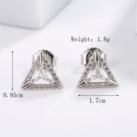 1 Pair Elegant Romantic Shiny Triangle Heart Shape Crown Inlay Carving Sterling Silver Zircon White Gold Plated Ear Studs sku image 6