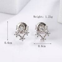 1 Pair Elegant Romantic Shiny Triangle Heart Shape Crown Inlay Carving Sterling Silver Zircon White Gold Plated Ear Studs sku image 1