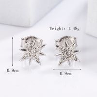 1 Pair Elegant Romantic Shiny Triangle Heart Shape Crown Inlay Carving Sterling Silver Zircon White Gold Plated Ear Studs sku image 2