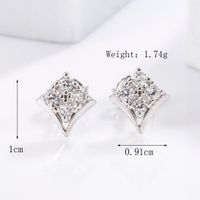 1 Pair Elegant Romantic Shiny Triangle Heart Shape Crown Inlay Carving Sterling Silver Zircon White Gold Plated Ear Studs sku image 4