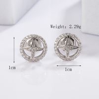 1 Pair Elegant Romantic Shiny Triangle Heart Shape Crown Inlay Carving Sterling Silver Zircon White Gold Plated Ear Studs sku image 9