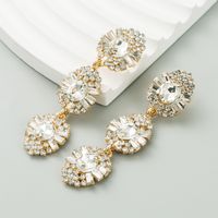 1 Pair Casual Modern Style Solid Color Inlay Alloy Rhinestones Glass Drop Earrings main image 4