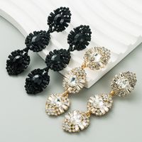1 Pair Casual Modern Style Solid Color Inlay Alloy Rhinestones Glass Drop Earrings main image 1