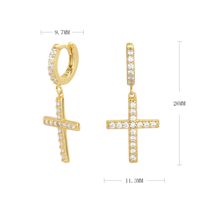1 Pair Sweet Cross Plating Inlay Sterling Silver Zircon Gold Plated Earrings sku image 2