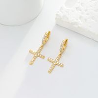 1 Pair Sweet Cross Plating Inlay Sterling Silver Zircon Gold Plated Earrings main image 5