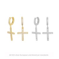 1 Pair Sweet Cross Plating Inlay Sterling Silver Zircon Gold Plated Earrings main image 1