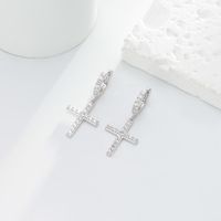 1 Pair Sweet Cross Plating Inlay Sterling Silver Zircon Gold Plated Earrings main image 6